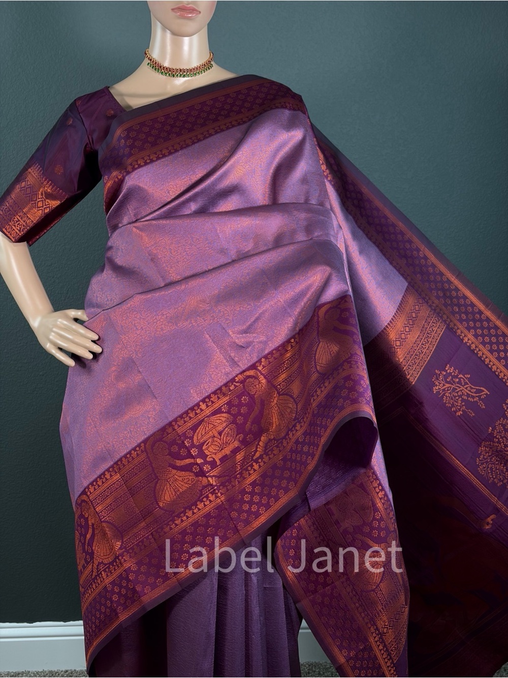 Purple and Copper silk saree & stitched blouse (Brand new)